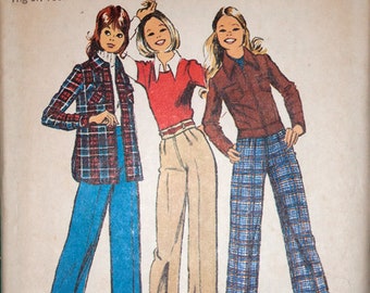 Simplicity 5262, Young junior/teens' unlined jacket, shirt-jacket and pants pattern, size 7/8, bust 29"