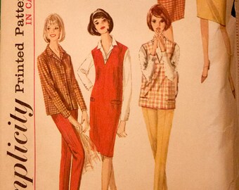 Simplicity 5574, Misses' blouse, jumper or top, skirt and pants pattern, size 12, bust 34"