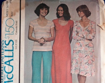 1970s womens dress or top, skirt, and pants pattern McCalls 4358 size 10, bust 32.5 UNCUT