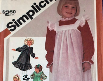 1980s Child's dress and pinafore pattern Simplicity 6180 size 6