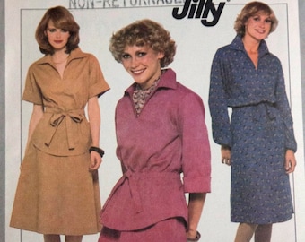 1970s womens Jiffy pullover dress, top, and skirt Simplicity 8313 size 12 Bust 34 UNCUT
