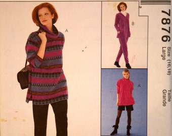 McCall's 7876, Misses top, pull-on pants, shorts, skirt pattern.  Size 16/18, bust 40"