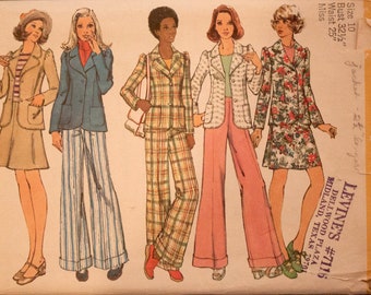 34 Bust Vintage UNCUT 1973 Simplicity Misses/' Dress and Jacket Pattern 5508 Size 12