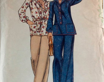 jaren 1970 dames top en broek patroon Butterick 3395 grootte 16, buste 38 UNCUT