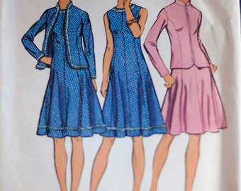 1970s princess dress and unlined jacket Simplicity 5476 size 12 bust 34