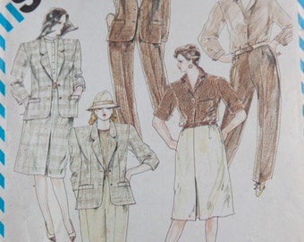 1980s womens pattern -- Simplicity pants, skirt, lined jacket Phyllis Sidney plus-size fashions size 20