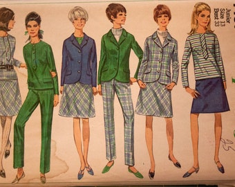 Simplicity 7191 Juniors' jacket, overblouse, skirt, and pants pattern.  Size 13, bust 33"