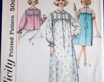 Vintage 1960s nightgown and bedjacket pattern Simplicity 4171 size 16 bust 36