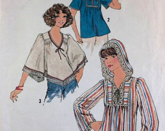 1970's ladies pullover tops pattern Simplicity 7811 size 12 bust 34