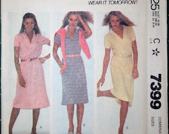 McCall's 7399 Misses' stretch knit dress pattern size 8-12, bust 31-34"