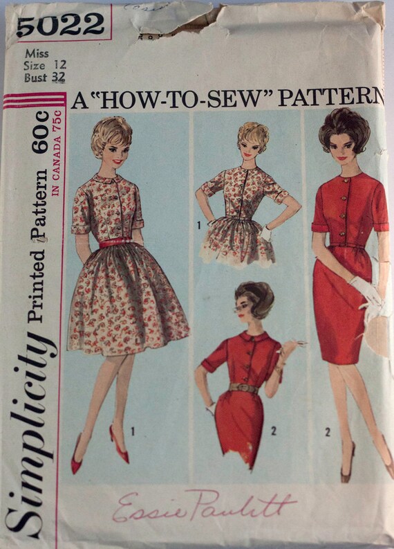 1960s Ladies One Piece Dress With 2 Skirts Pattern Simplicity Etsy