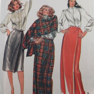 Vintage 80s Butterick pattern -- Misses skirt and shawl size 10-14.  UNCUT