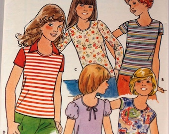 1980's girls' t shirt pattern Butterick 4759 size 14 chest 32 uncut