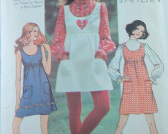 Vintage anni ' 70 donna modello - semplicità mini-ponticello o vestito e camicia taglia 12