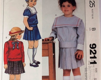 1980s girls top and skirt pattern McCalls 9211 size 8 chest 27