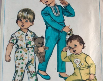 1960s toddlers' pajamas pattern  Simplicity 8076, size 2, chest 21