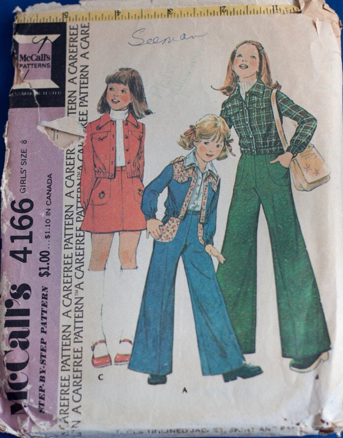 Mccall's 4166, Girls' Unlined Jacket, Skirt, and Pants Pattern Size 8 ...