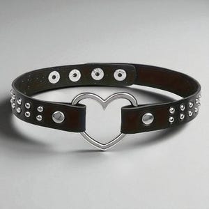 Y2K Punk Gothic Heart Stud Choker | PU Leather Women&#39;s Necklace | Sexy No Plating Daily Wear Jewelry | Girl Grunge Aesthetic