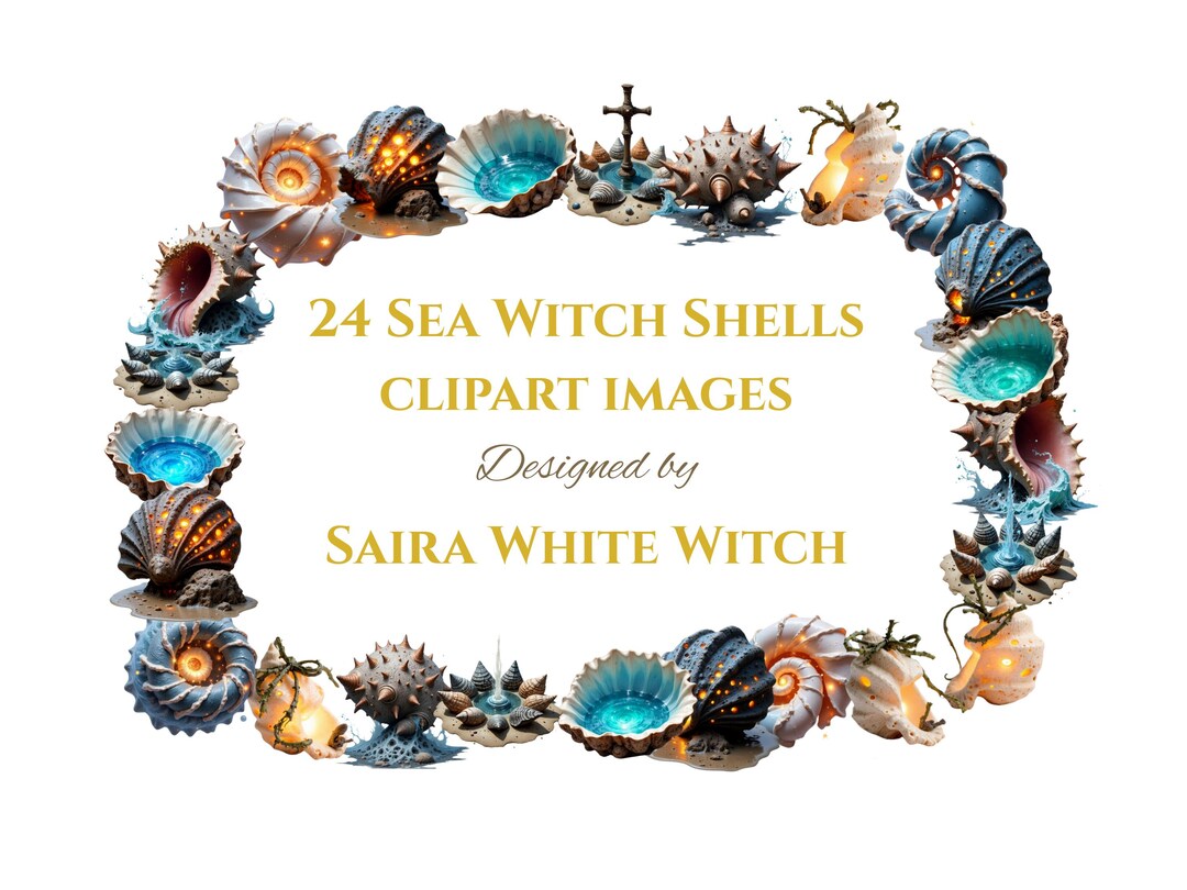 Sea Witch Shell Clipart – Magical Shell Pngs – Ocean Witch Spell ...