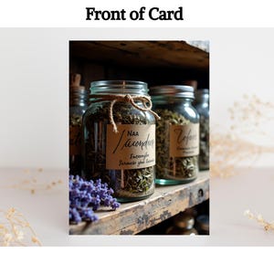 The Herb Jar Witch Card | Cottagecore Printable for Healing, Nature & Earth Magic | Witchy Botanical Greeting