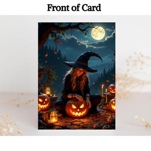 Pumpkins and Magic Autumn Witch Card | Printable Greeting for Seasonal Rituals, Cosy Spells and Mystical Fall Energy