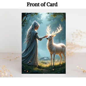 Tarjeta del espíritu del ciervo pálido / Magia del bosque imprimible / Regalo de coraje gentil para momentos sensibles y conmovedores