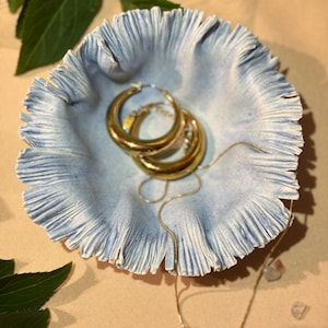 Handmade Ceramic Sculpture / Blue Wave Seashell Plate
