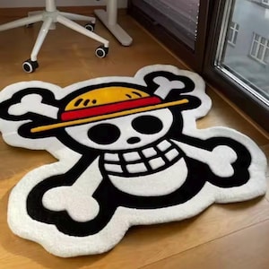 Piratskalle Anime-stilmatta Tuftad golvmatta Tecknad matta Stor matta för sovrums- och spelrumsinredning