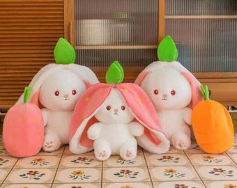 Strawberry Carrot Design Plush Toy, Cute Rabbit Toy. Soft & Comfy Plush Toy for Kids and Adults Birthday Gift