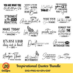 Motivational Quotes SVG, Positive Svg Bundle, Affirmation Svg, Cute Inspirational Svg, Saying SVG, PNG Files, Svg Cut Files by Colo Royo