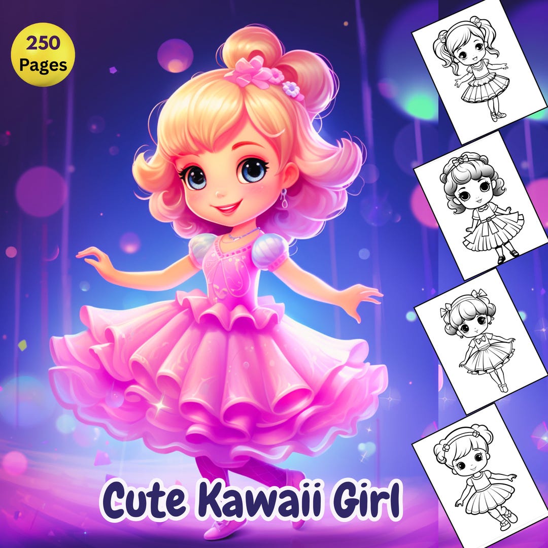 Color Book Girl Kawaii Girl Coloring Pages, Cute Coloring Pages, Kids and Adults ...