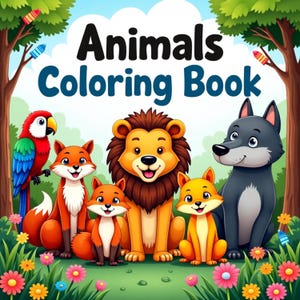 Floral Animal Coloring Book | Printable Animal Coloring Pages | Educational Zoo & Farm Activity Pages for Kids, Farm Animal Digital Download