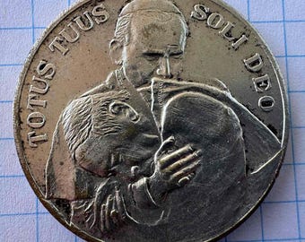 Medalla Conmemorativa Plata Polaca 600 Años Jasna Gora Czestochowa Totus Tuus Juan Pablo II Religioso Católico Coleccionable 1982