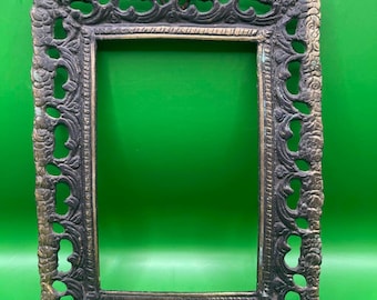 Cornice portafoto in bronzo antico – Decorazione floreale in bronzo fuso