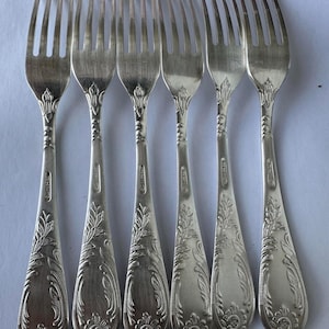 Vintage Soviet Silver Plated Dinner Forks Set of 6 | MNC Nickel Silver Flatware | USSR Cutlery | Retro Tableware