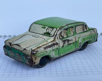 Vintage Sovjet metalen speelgoedauto - USSR-taxi, verzamelobject jaren 60