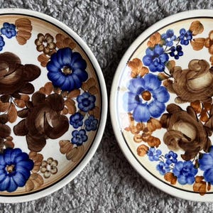 Set med 2 vintage ZF Koło Polen fajanstallrikar | Handmålad polsk keramik | Blommiga väggtallrikar | Folkkonstkeramik