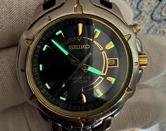 970 Seiko Kinetic Blue Dial Men's Watch 5m82-0be0,passport