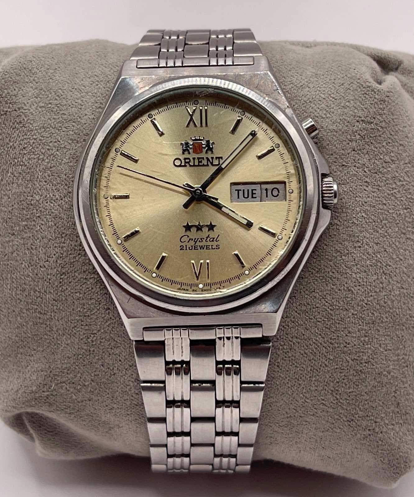Vintage Orient Crystal 21 Jewels Automatic Watch – Gold Dial 