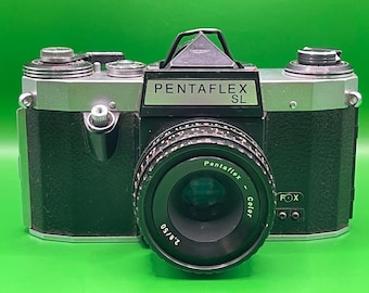 Vintage Pentaflex SL 35mm Film Camera with Pentaflex-Color 2.8/50 Lens — Collectible Condition