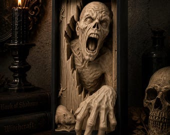 Zombie Book Nook | Horror Bookshelf Insert | Undead Decor | Gothic Nook | Halloween Library