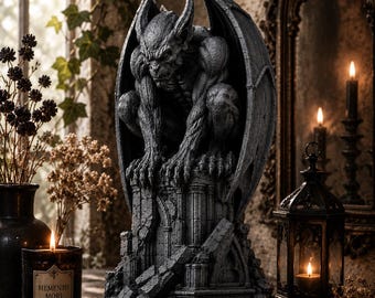 Wasserspeier Gothic Statue | Dunkles Fantasie Dekor | Regal Ornament | Mittelalterliche Figur | Wohndekor