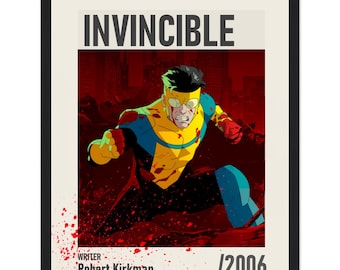 Invincible Inspired Poster | Comic Style Wall Art | Framed Superhero Decor | Anime & Gaming Room Print
