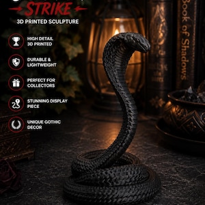 Cobra Sculpture | Gothic Serpent Decor, Dark Academia Shelf Piece