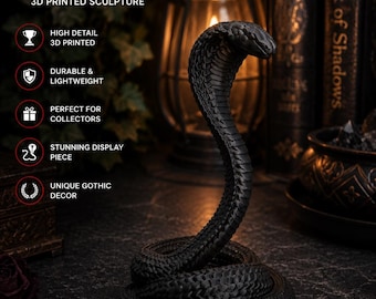 Kobra Skulptur | Gothic Serpent Dekor, Dark Academia Regal Stück