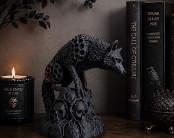 Gothic Wolf Statue | Dark Fantasy Wolf Skulptur | Wohnkultur | Witchy Schmuck