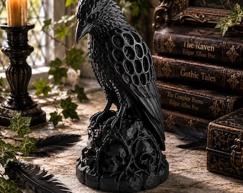 Rabenschädel Statue - Gothic Academia Bücherregal Ornament