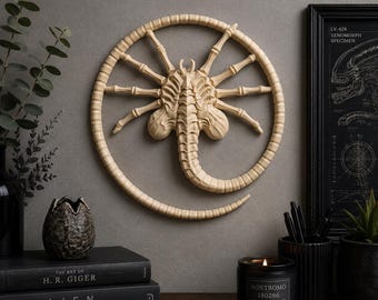 Alien Facehugger Wandkunst | Sci-Fi Horror Dekor | Xenomorph Specimen Wandbehang