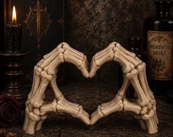 Skelett Herz Skulptur | Gothic Liebe Dekor | Knochen Ornament | Dark Academia Regal Dekor