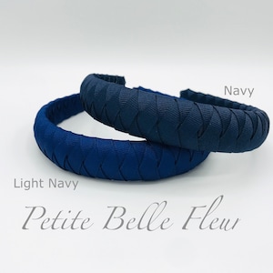 Solid Navy Blue Grosgrain Ribbon Headband |  Solid Dark Navy Top Padded Preppy Headband | Preppy Grosgrain Light Navy Ribbon Headband